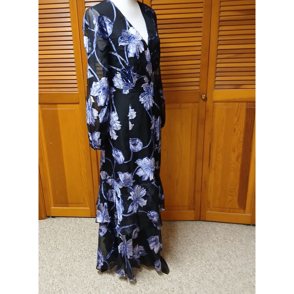 Hutch Genevieve Women's Blue Black Maxi Party Cocktail Wrap Dress Size XS 11492 - Picture 6 of 16